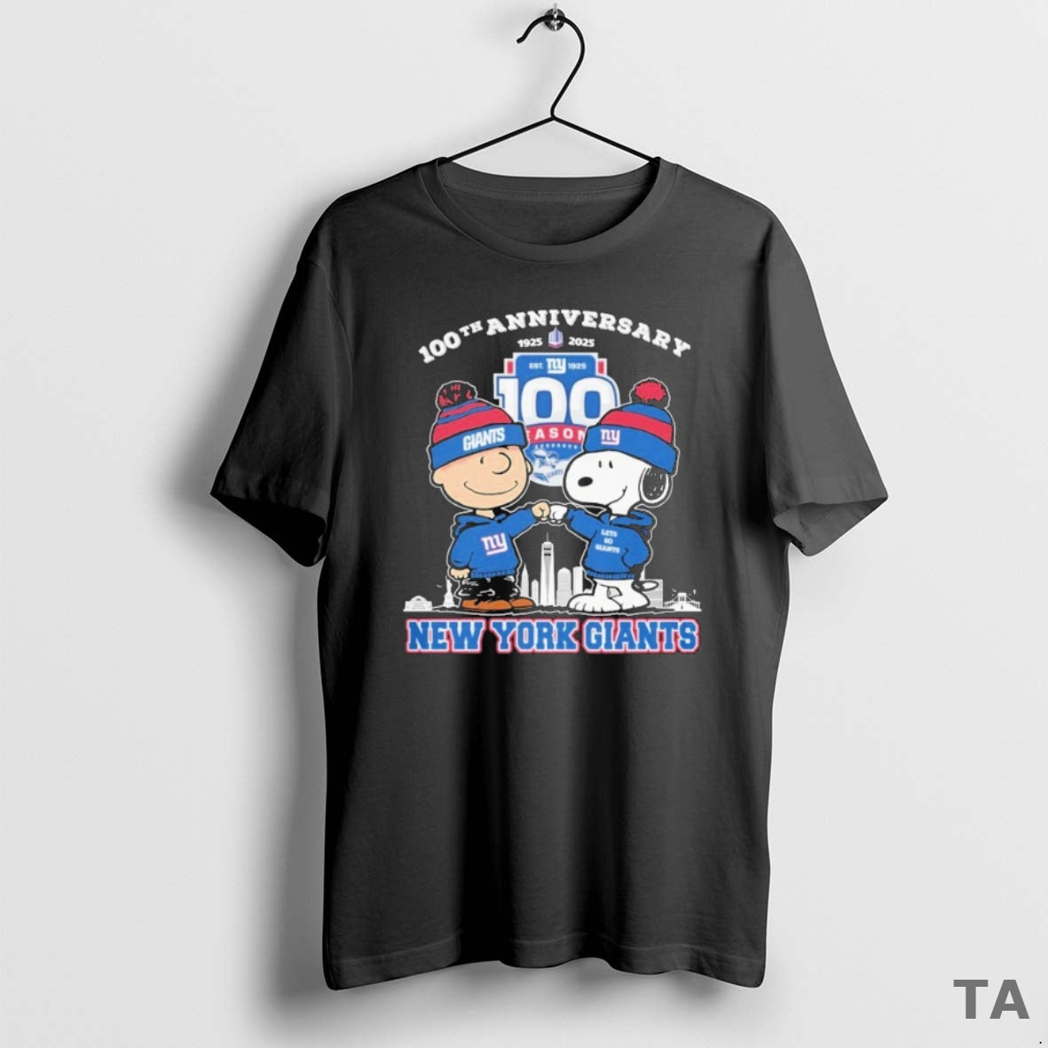 Top Snoopy And Charlie Brown The Peanuts New York Giants 100th Anniversary 1925 2025