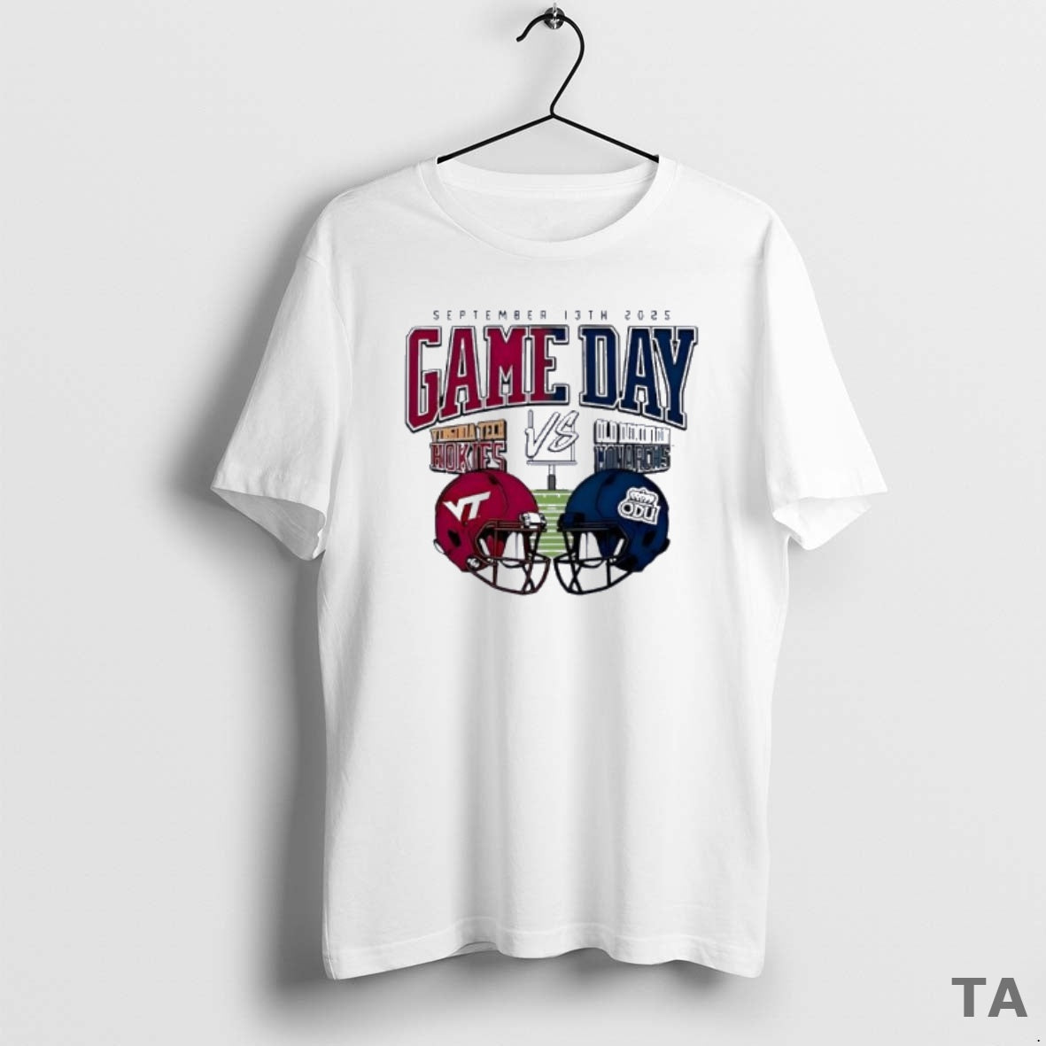 Top Virginia Tech Hokies Vs Old Dominion Monarchs Game Day 2025 Helmet T Shirt Sweater