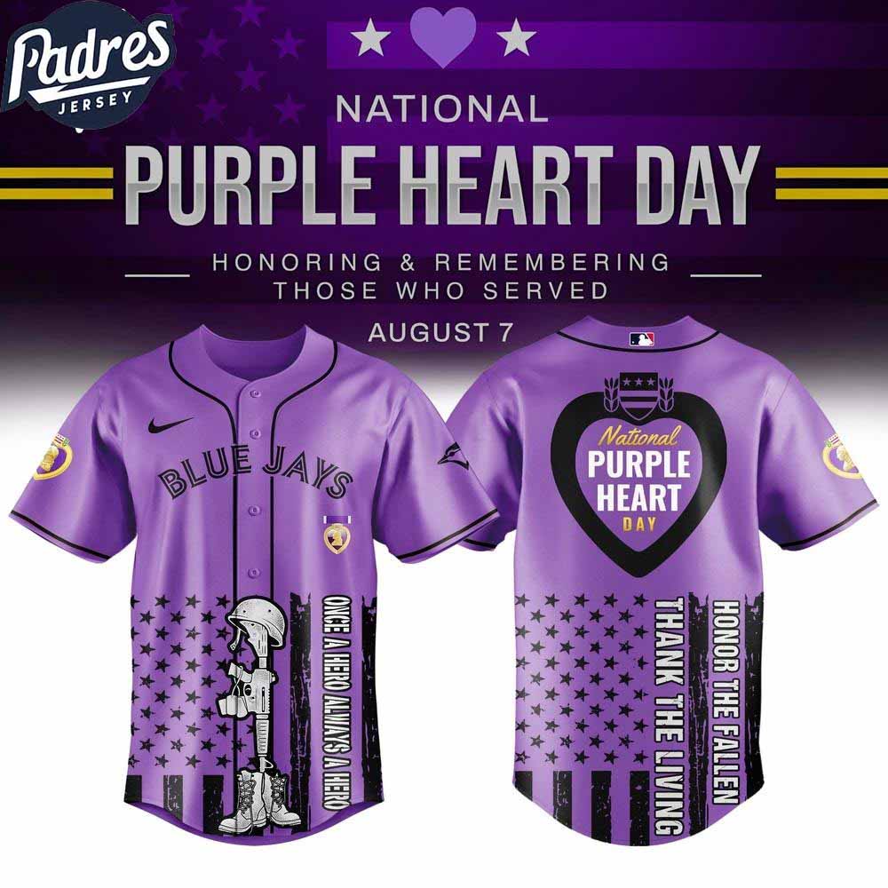 Toronto Blue Jays MLB X Purple Heart Day Personalized Baseball Jersey - Padres Jersey Oasis: Elevate Your Baseball Style...