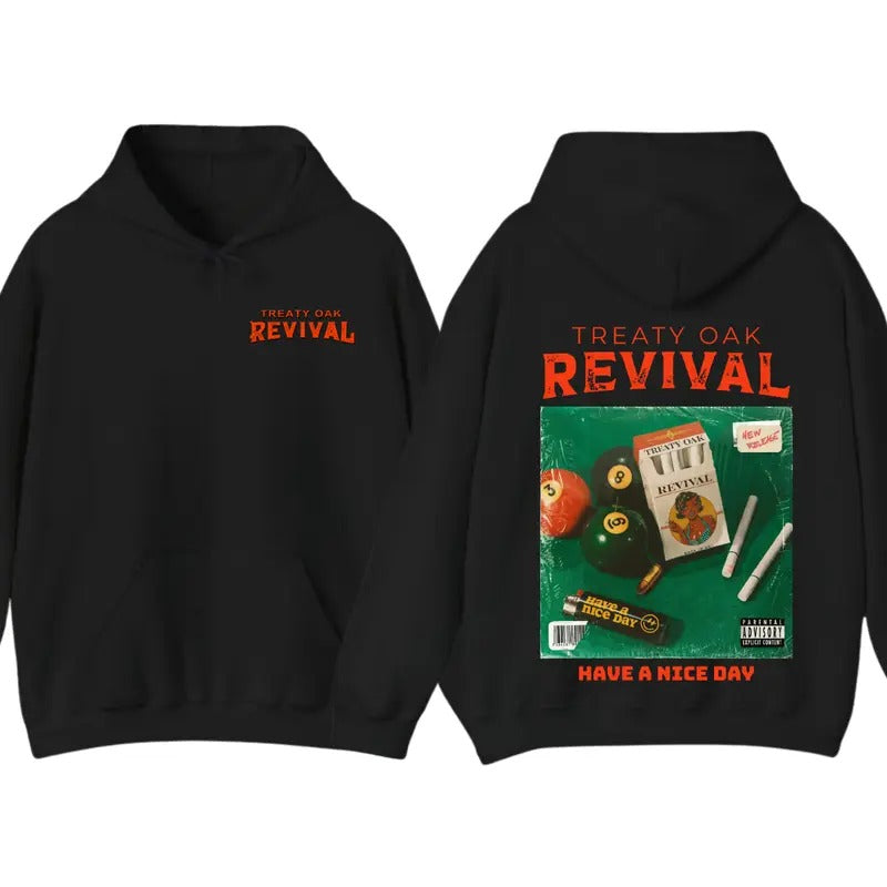 Treaty Oak Revival T-Shirt, Hoodie & Sweatshirt, 2-Sided Band Merch Tee, Cotton Menswear Streetwear Top, Casual Graphic Shirt for Music Fans