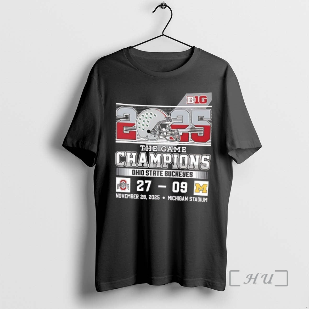 Trending Ohio State Buckeyes 2025 Big The Game Champions Helmet 2 Sided Premium T Shirts