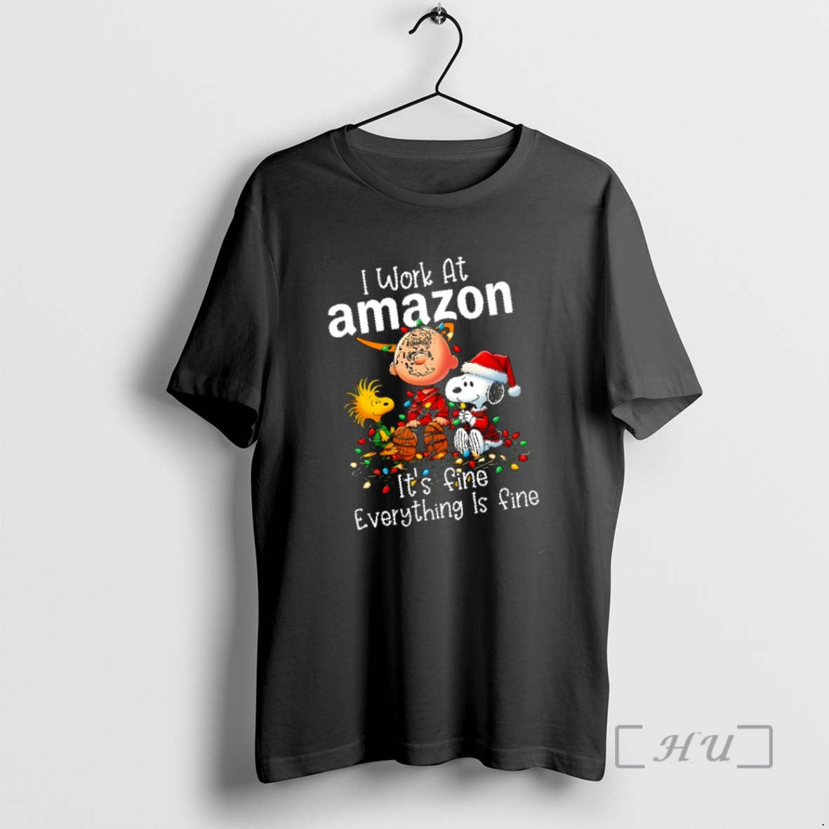 Trending Snoopy Peanuts I Work At Amazon Its Fine Everything Is Fine Christmas Premium