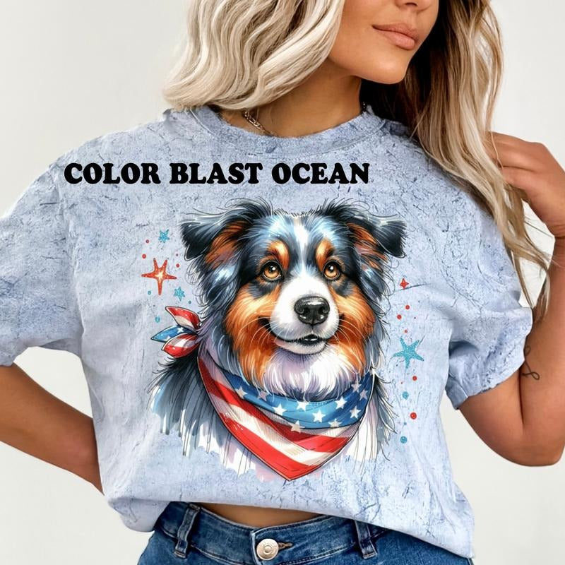 Tri Aussie Patriotic Dog Shirt ~ Unisex Apparel Relaxed Fit Printed In The USA Clothing Womenswear Casual Comfort Cotton Top Athletic Boho Chic