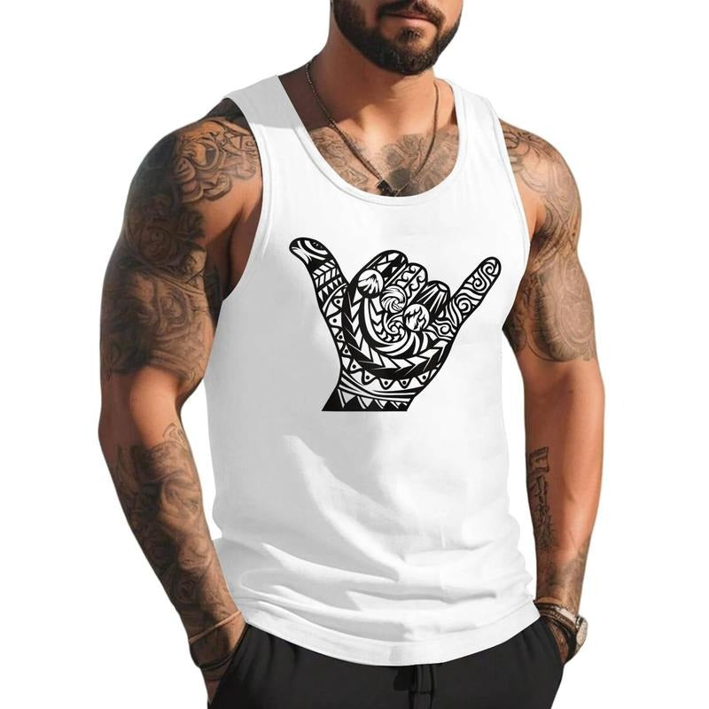 Tribal Shaka Unisex Tank Top, Cotton, Size S-3XL - Maori Unisex Tank Top, Cotton, Size S-3XL - Hawaiian Tribal Unisex Tank Top, Cotton, Size S-3XL