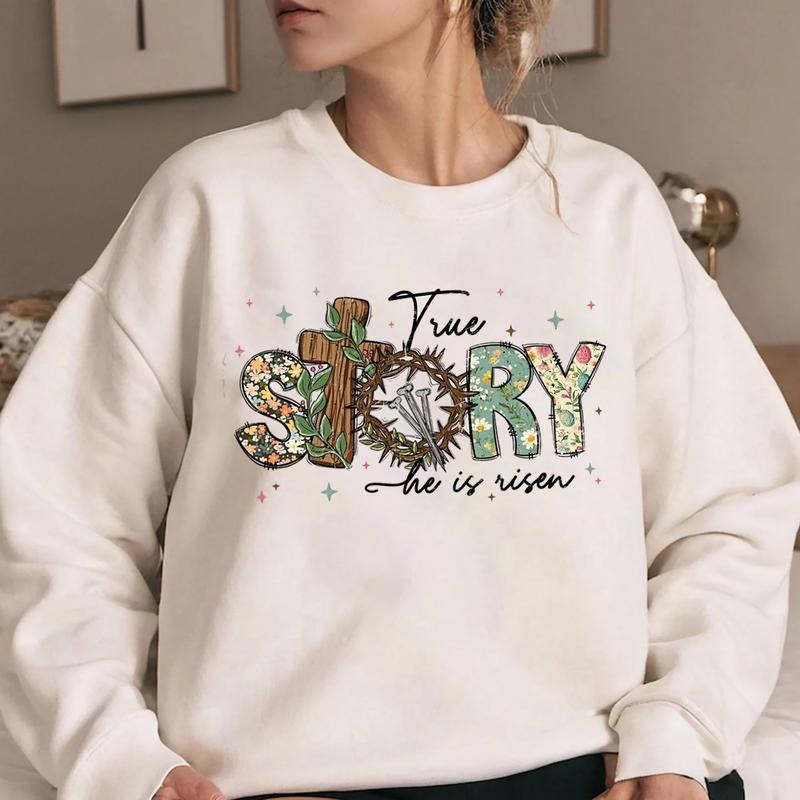 True Story He Is Risen Sweatshirt, Vintage Easter Tee Shirt, Christian Easter Shirt, Bible Verse Sweater