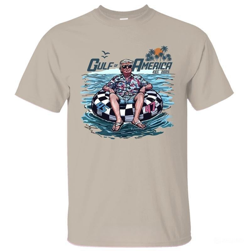 Trump Chillin on the Gulf of America est. 2025 Shirt, Trump Shirt, Crewneck Graphic Printed Unisex Cotton T-shirt for Men for Women