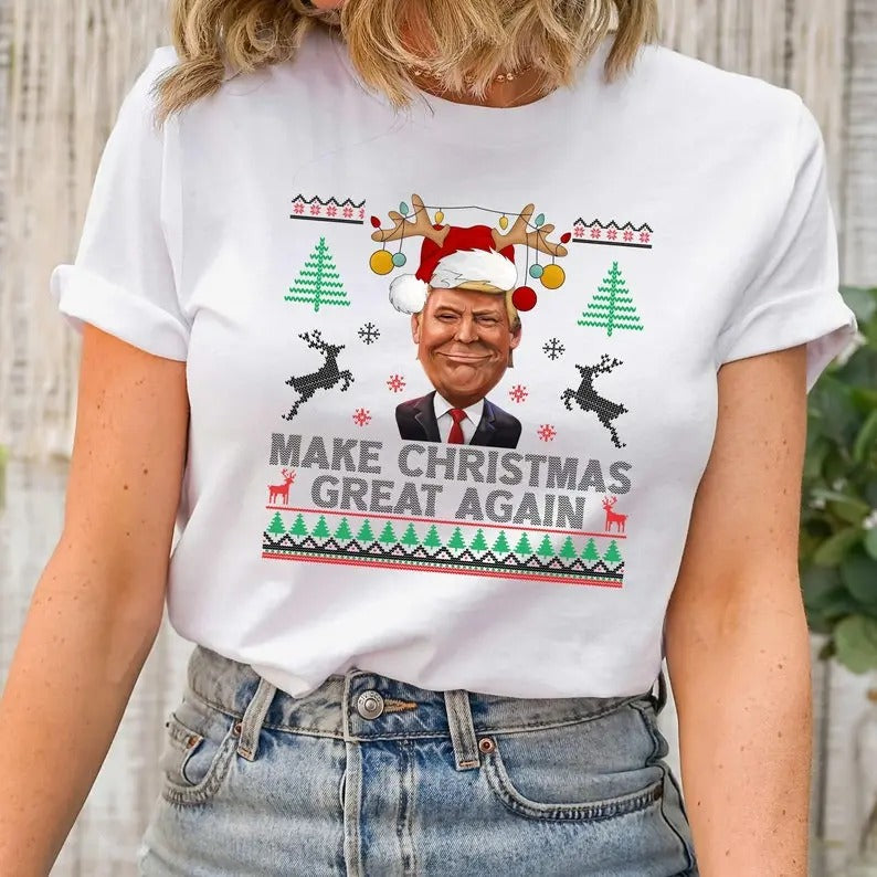 Trump Christmas Shirt, Make Christmas Great Again T-Shirt, Merry Christmas Tee,Politic Christmas Tshirt,Winter Xmas Season,Election Day Gift