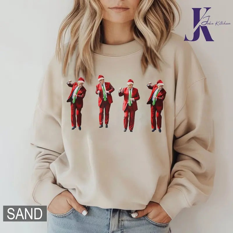 Trump Dance Christmas Shirt, Funny Trump Comfort Colors Shirt, Christmas Republican Sweatshirt, Christmas Santa Trump...