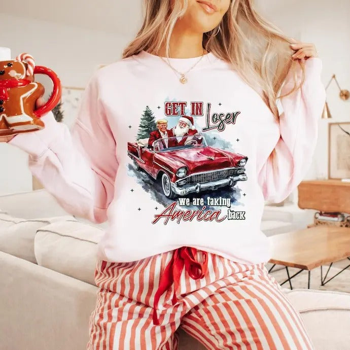 Trump I'll Be Home for Christmas sweatshirt, Republican Xmas Holiday Santa sweatshirt, President Sweate