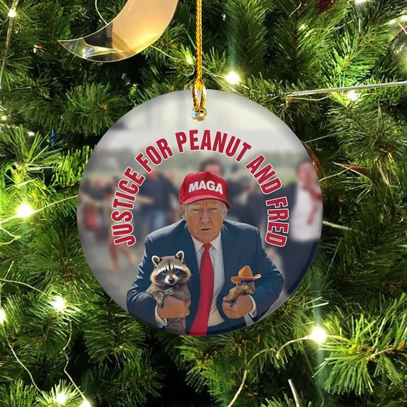 Trump Justice for Peanut And Fred Christmas Ornament, Trump Christmas Ornament, Trump Ornament, Trump Gift, Republican Christmas Ornament