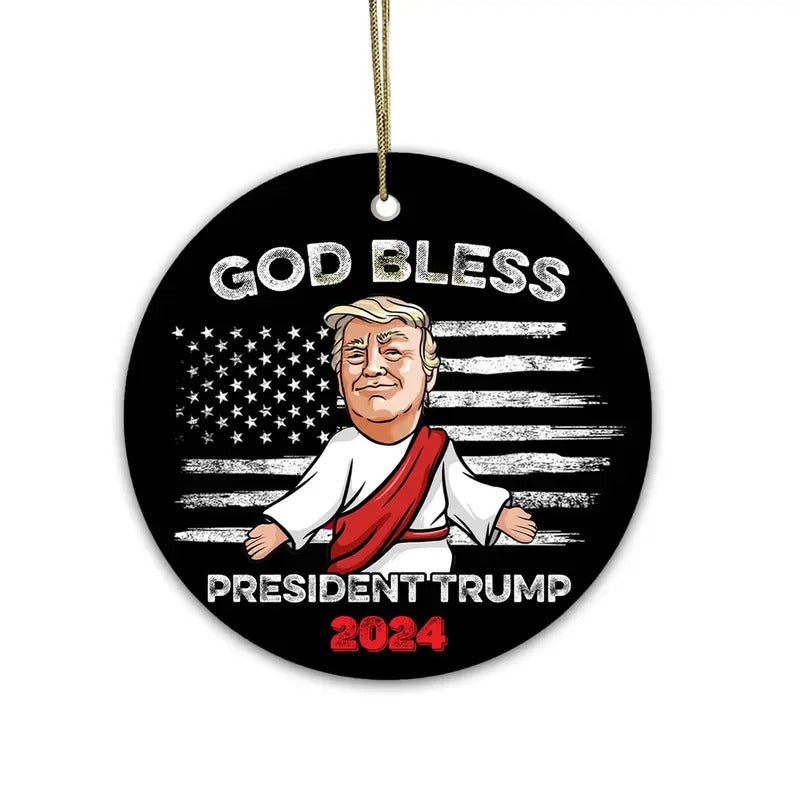 Trump Ornament 2024 God Bless President Trump, Trump Ornament, American Christmas 2024, Trump Supporters Gifts, MAGA 2024, Holiday Patriot