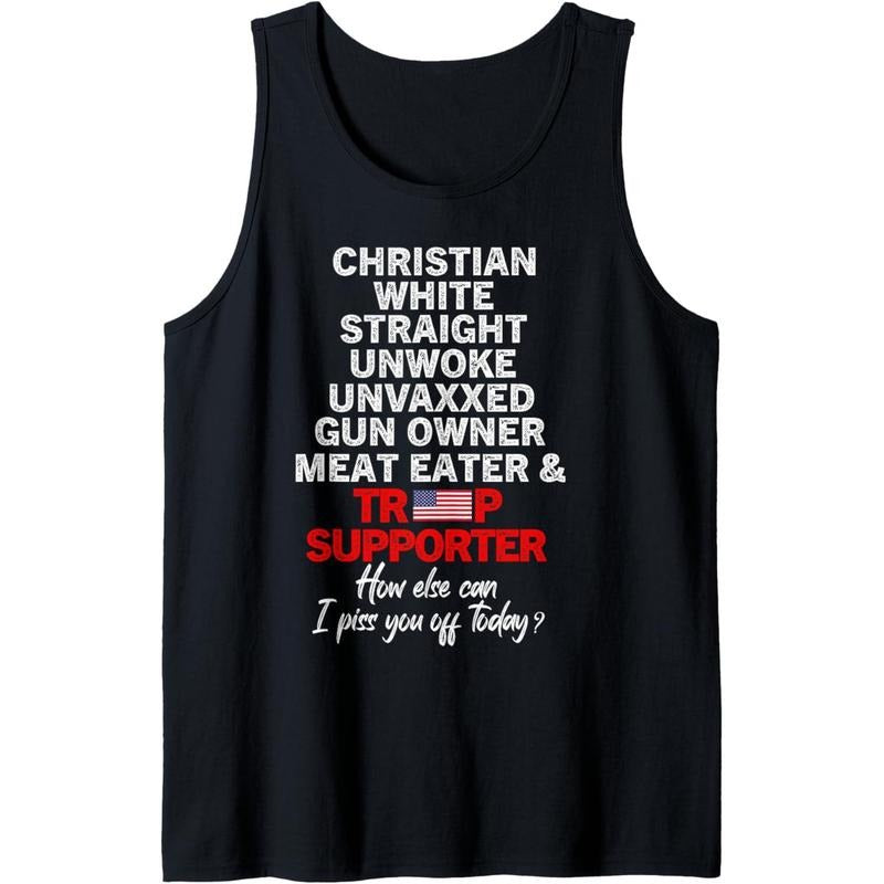 Trump Supporter Christian White Straight Unwoke Unvaxxed Tank Top Made in USA
