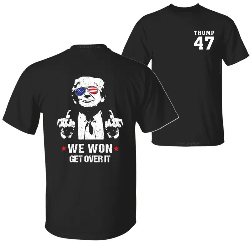 Trump We Won Get Over It 47th President Shirt, Trump Shirts for Sale, Wins Inauguration Election 2 Sided Graphic Printed...