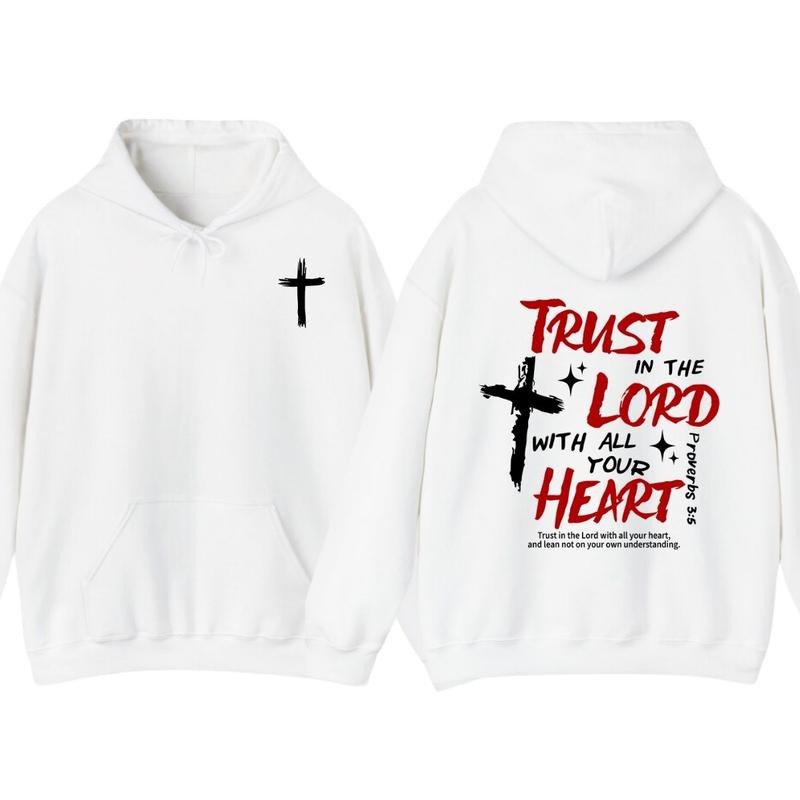 Trust In The Lord With All Your Heart T-Shirt, Hoodie Men's Cross Graphic Tee, 2025 Casual Summer Outfit, Christian Jesus Shirts, Trendy Gift Christian Apparel