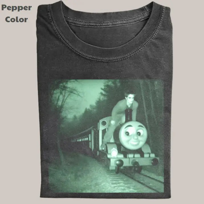 Twilight Vintage Tee, Edward Cullen Drives The Train T-Shirt, Movie Graphic Tee, Unisex Meme Cringe Funny Dumb Shirts, Menswear Womenswear Streetwear
