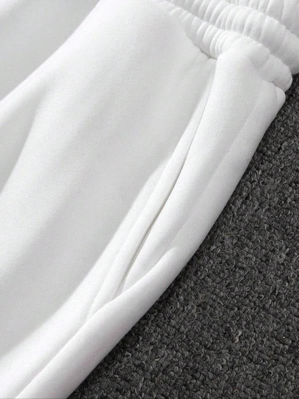 Two-Piece Set Men's Letter Print Drop Shoulder Hoodie & Drawstring Waist Sweatpants Set, Regular Fit Fashion Casual Cozy Breathable Outfits for Daily Outdoor Wear, Men Clothes for Fall & Winter