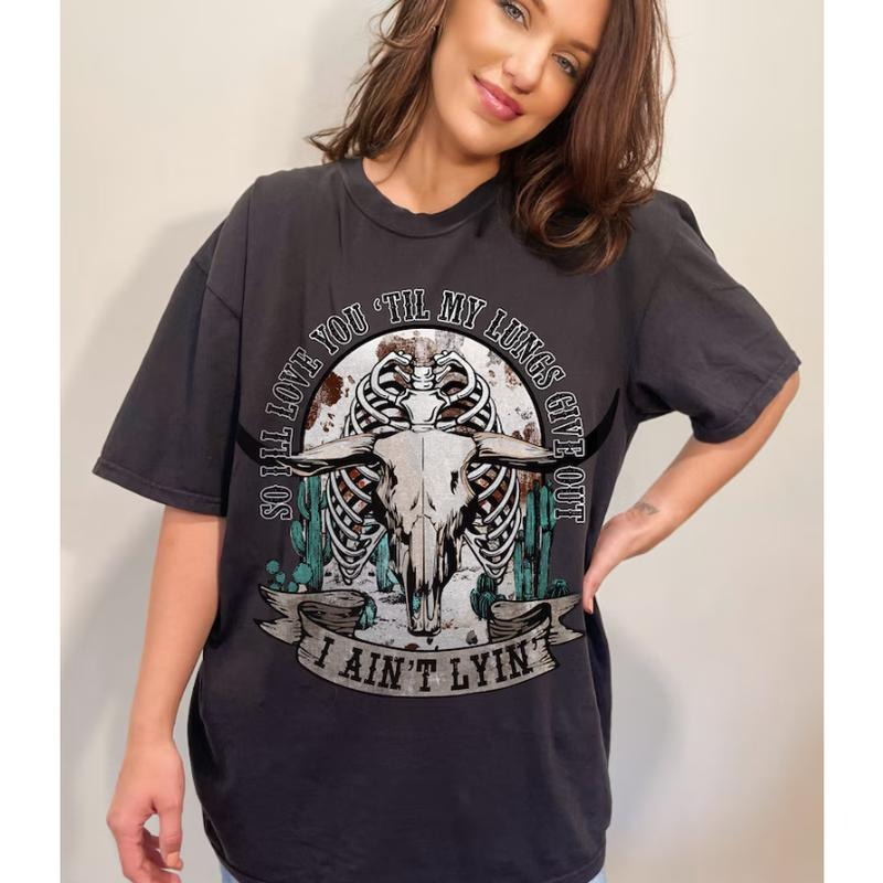 Tyler Childers I'll Love You Till My Lungs Give Out Shirt, Oversized Western Graphic Tee, Country Music Shirt, Perfect Gift for Her XTTW8