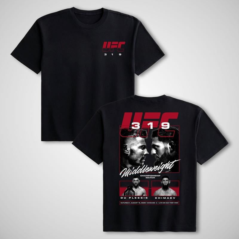 UFC 319 Du Plessis vs. Chimaev Main Event Tee, Chimaev UFC Fan Shirt, Du Plessis UFC Tee, Khamzat Chimaev UFC 319 Shirt, UFC Fighters Shirt, Gift for Him Gift For Her Menswear Clothing