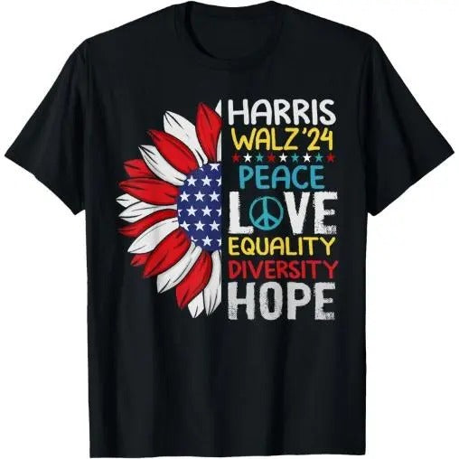 US Flag T-Shirt Be a Sunflower Cute Graphic T-Shirt Made in USA