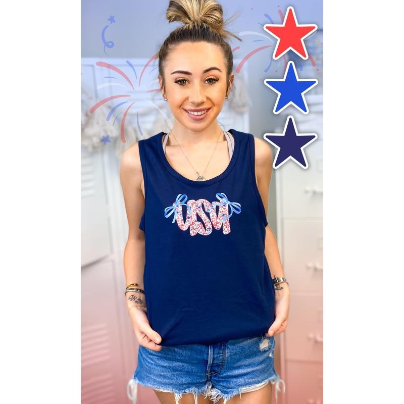 USA Coquette Graphic Tank Top T-Shirts, Hoodie, Sweatshirt | WearSparks.com