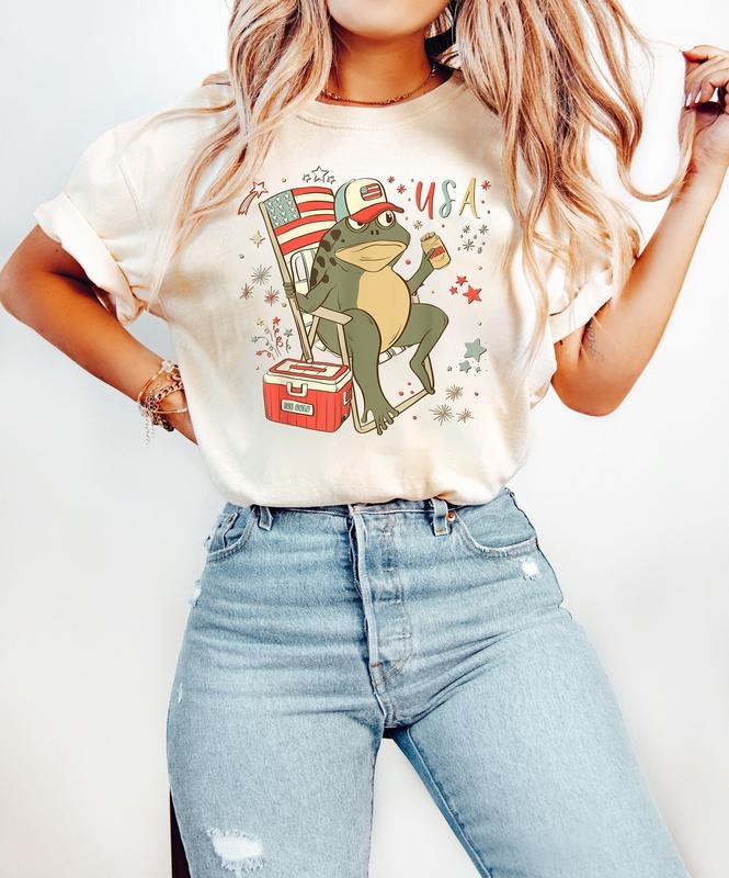 USA Frog 4th Of July USA American Flag Vintage Shirt, Funny Frog Fourth of July Shirt, Patriotic, Adult Humor Beer Frog Shirt