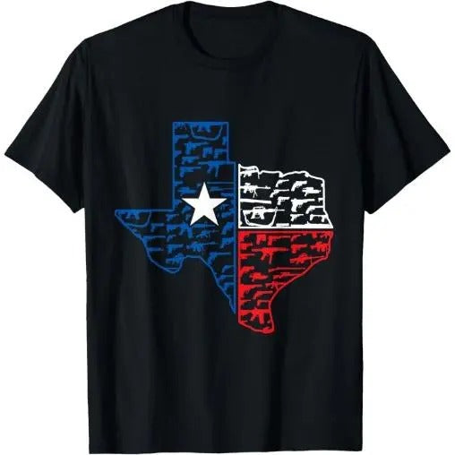 USA Guns Patriotic Texan America Texas T-Shirt Made in USA