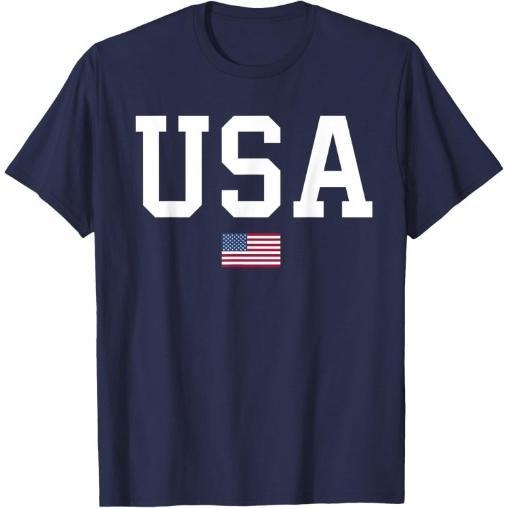 USA Men Kids American Flag Patriotic 4th of July T-Shirt Made in USA