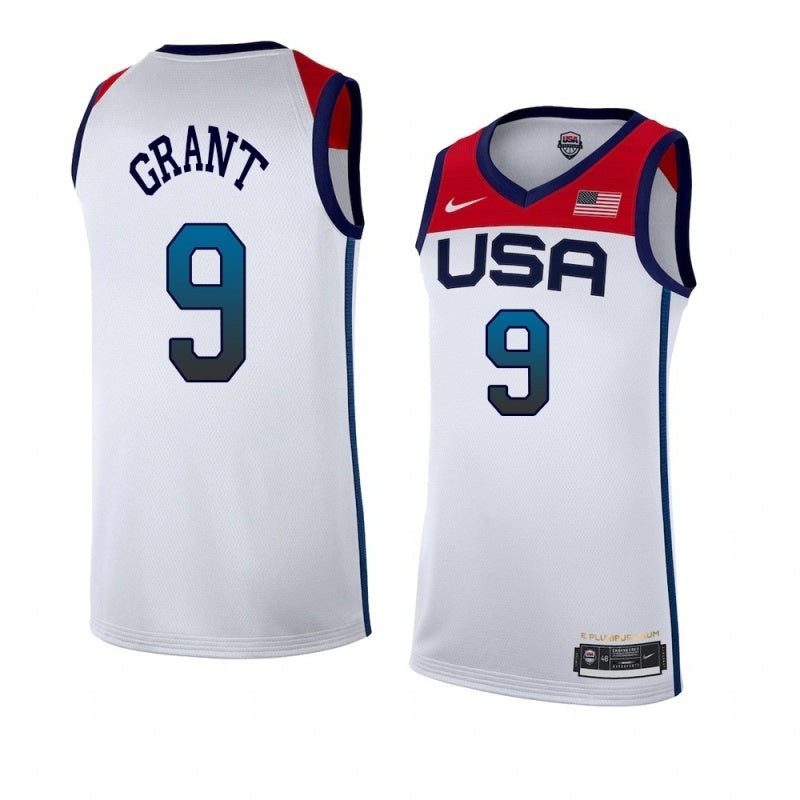 USA Dream Team 14 #9 Grant Tokyo Olympics Team USA White Style 2