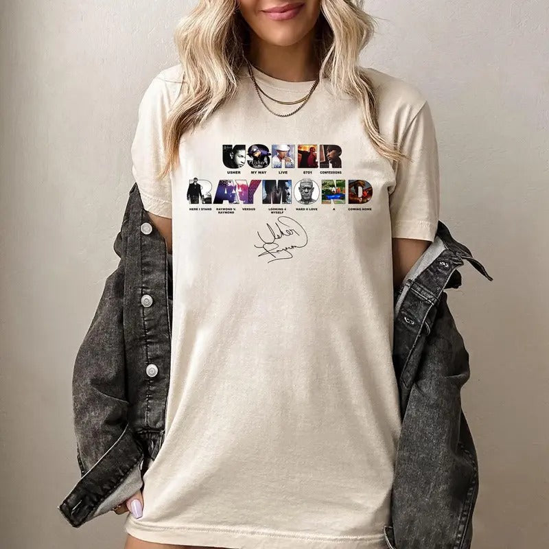 USH3R World Tour 2024 T Shirt, Concert Outfit, Fan Merch, Tour Music Gift, Unisex Short Sleeve Tee Shirt, Casual Clothing