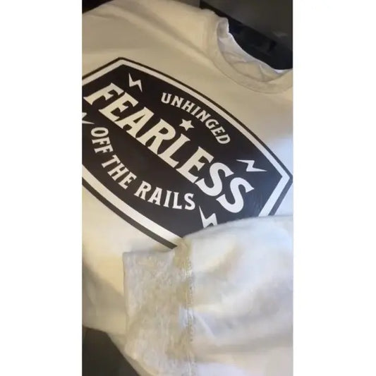 'Unhinged, Fearless, Off the Rails' Crewneck Inside Out Sweatshirt | Grunge Aesthetic Pullover | Casual, Comfort, 90s Vibes, Retro, Vintage Style