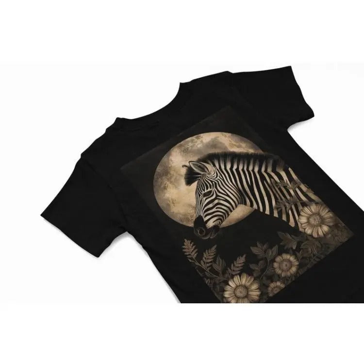 Unique Zebra T-Shirt, Moon t shirt, Zebra graphics tee, African wildlife animal Tee, wildlife tee, Zoo keeper t shirt, Zebra lover gift Made in USA