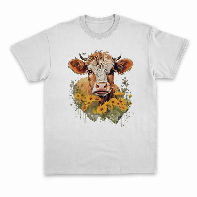 Unisex Highland Cow and flower T-Shirt , Sweatshirt and Hoodie | WearSparks.com