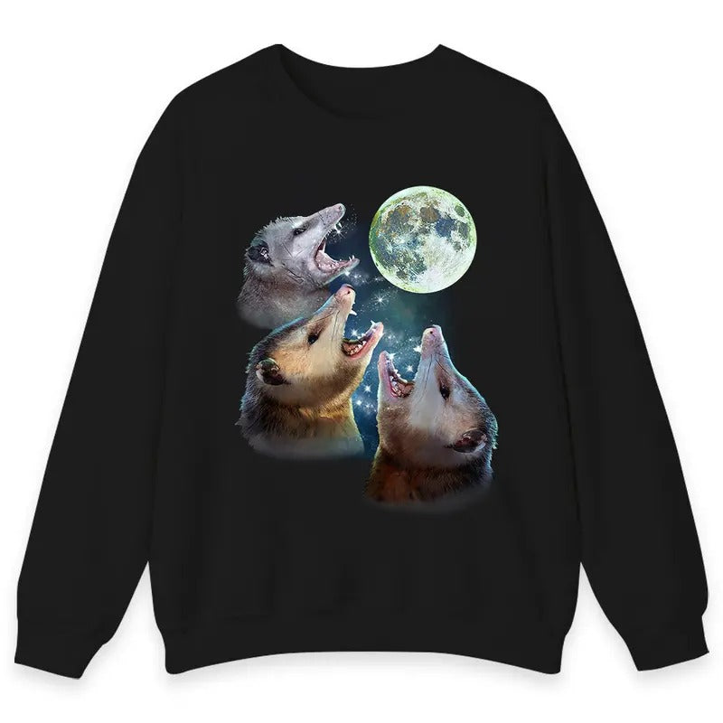 Unisex Three Possums Howling at Moon Vintage Sweatshirt, T-Shirt and Hoodie