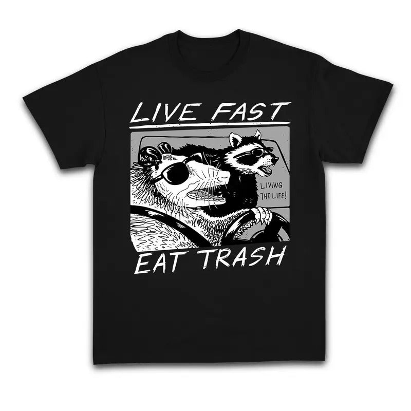 Unisex Vintage Opossum Live Fast Eat Trash 90s Style shirt, Retro Raccoon Shirt