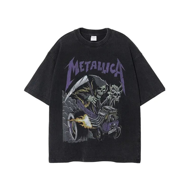 Unisex Washed T-Shirt Oversized Streetwear Heavy Metalica Band Vintage tee Oversize Unisex T-shirt All Size Tshirt Streetwear