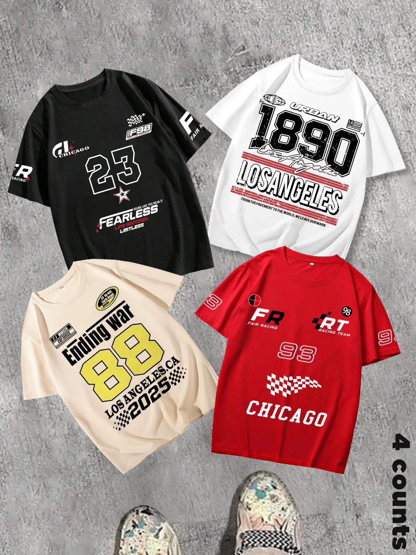 Unisex's Letter & Number Print Round Neck Tee, Regular Fit Casual Short Sleeve T-shirt for Summer, Men's Top for Daily Wear