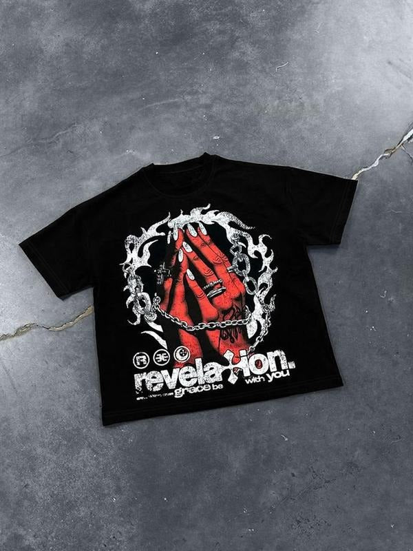 Unisex's Street Style Graphic Print Crew Neck Tee, Regular Fit Street Fashion Casual Comfy Short Sleeve Round Neck T-shirt for Summer, Streetwear for Daily Wear