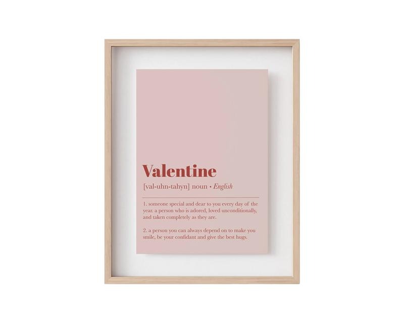 Valentine Definition Print, Valentines Day Decor, Valentines Day Print, Pink Wall Art, Valentines Day Wall Art, Poster Prints No Frame, Gifts For Her Him Wall Art, Wall Art Home Decor, Big Wall Decor, Gifts For Birthday Christmas Artwork Landscape