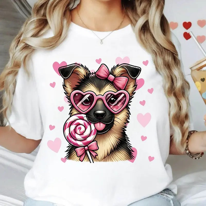Valentine German Shepherd Shirt ~ Unisex Apparel Relaxed Fit Printed In The USA Clothing Womenswear Casual Comfort Cotton Top Athletic Boho Chic