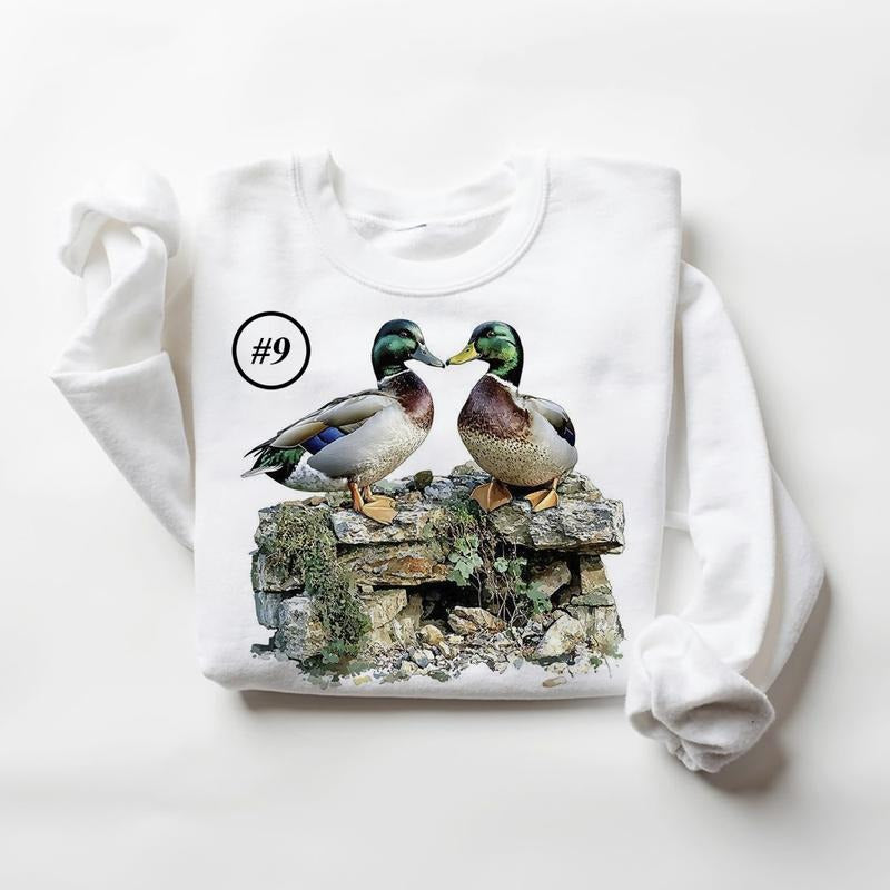Valentine Mallard Duck Couple Funny Sweatshirts Sunset Wetland Hunting Flying Ducks T-shirt Cute Hoodie Unisex 1 Cotton Womenswear