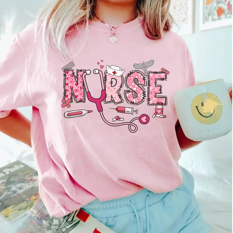Valentine Nurse T-shirt, Cute Nurse Shirt, Gift for Nurse, Nursing Student Shirt, RN Tee