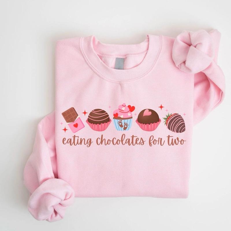 Valentine Pregnancy Announcement Sweatshirt, Maternity Valentine Shirt, Eating for Two Baby Reveal Sweater, Pregnant Wife Shirt, Valentine Mom Tee