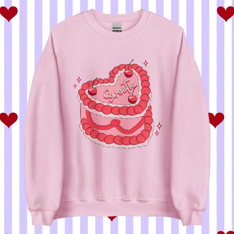 Valentine Sweetie Heart Cake Sweatshirt, Valentines Shirts For Women, Valentines Day Gift, Valentine's Day, Valentines Sweater, Valentines Sweatshirt, Gifts For Lovers, Valentine Gifts, Gifts For Valentines Day Fit Womenswear