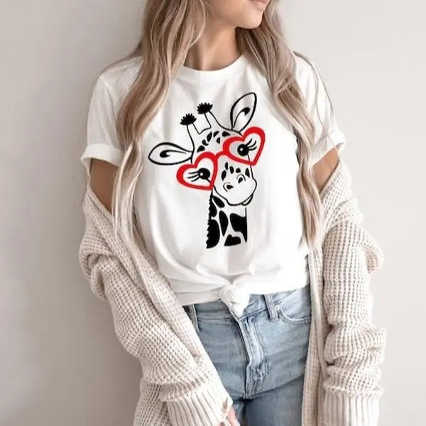 Valentine's Day Shirt, Giraffe Shirt, Women Valentine Gift, Love Shirt, Cute Valentines Day Shirt, Valentines Day Tee