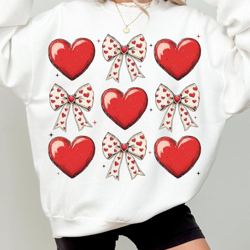 Valentine's day Heart Coquette bow Sweat, Retro Valentine Design, Valentine's Day Sweat, Valentine Love Sweat, valentine's day bow Sweat