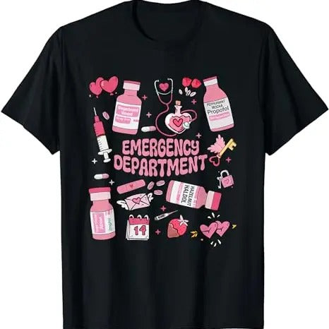 Valentines Day Emergency Department ER ED Nurse Tech Costume T-Shirt, Cupid Crew, Trendy Graphic Tees, Women's Valentine's Gift, Valentines Day Tee, Religious Couples Sweatshirt, Hodie and Sweater, T-Shirt