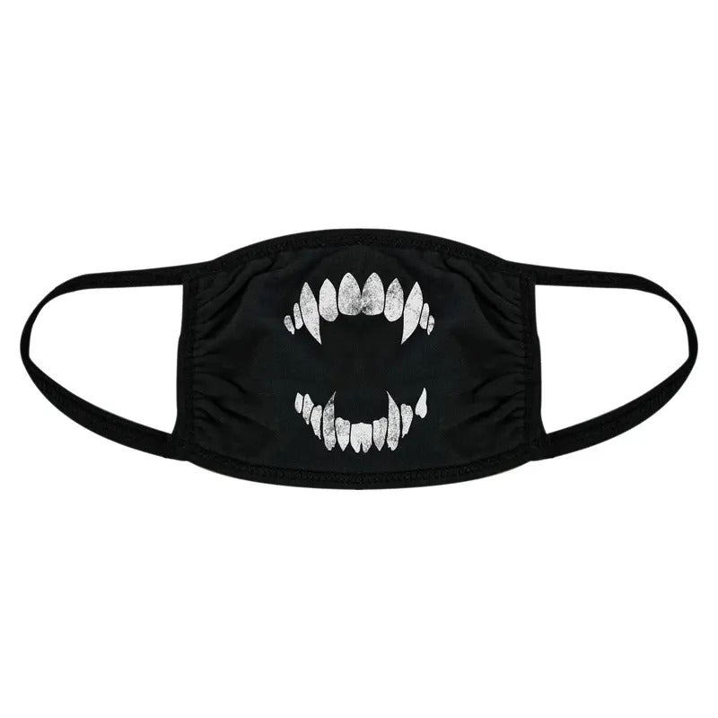 Vampire Teeth Face Mask Funny Halloween Fangs Novelty Graphic Nose And Mouth Covering Funny Masks for Adults Halloween Novelty Masks for Adults Black