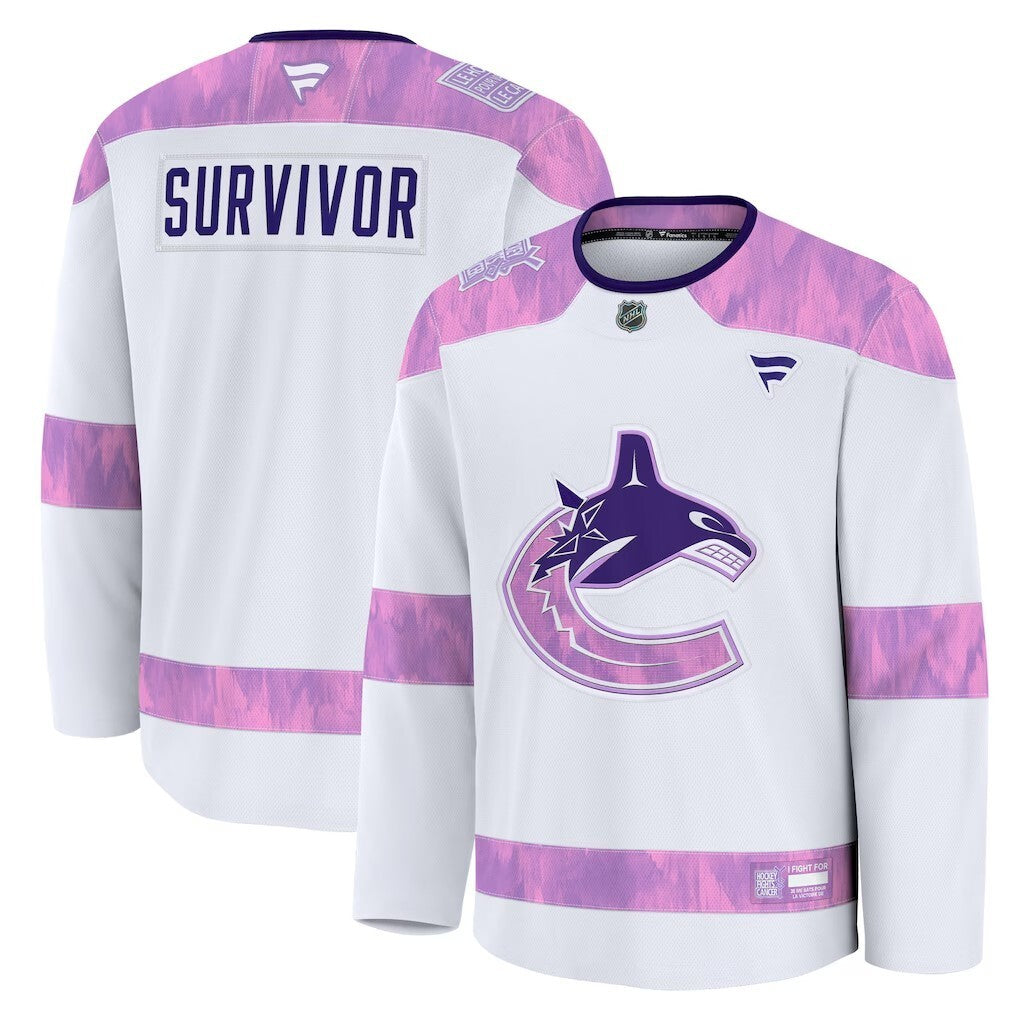 Vancouver Canucks Fanatics Hockey Fights Cancer Practice Jersey - White