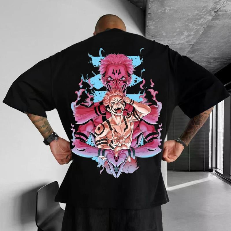 Ver2 Sukuna Neon Graphic - Jujutsu Kaisen T-Shirt, Best Anime Hoodie, Gift For Anime Lovers, Anime Printed Shirt, Gift For Him Top Cotton Menswear