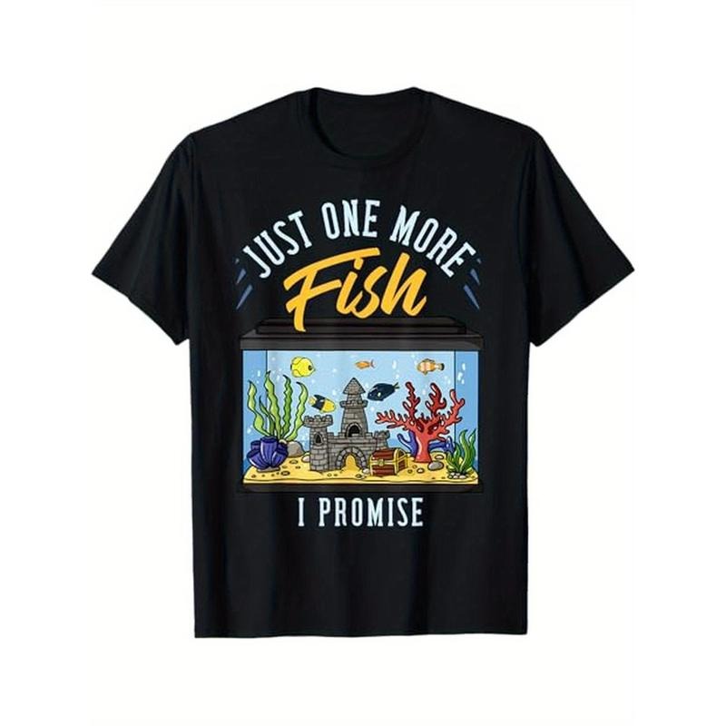Versatile Cotton T-Shirt for Men - Perfect Aquarium Design Gift for Family & Friends, Ideal for Holidays & Outdoor Activities Made in USA